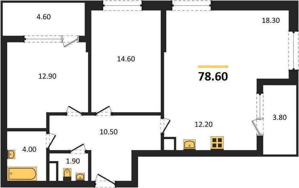Фото №1: 2-комнатная квартира 78 м² - Краснодар, мкр. Карасунский внутригородской округ, ул. Виктора Казанцева, 1.2лит2