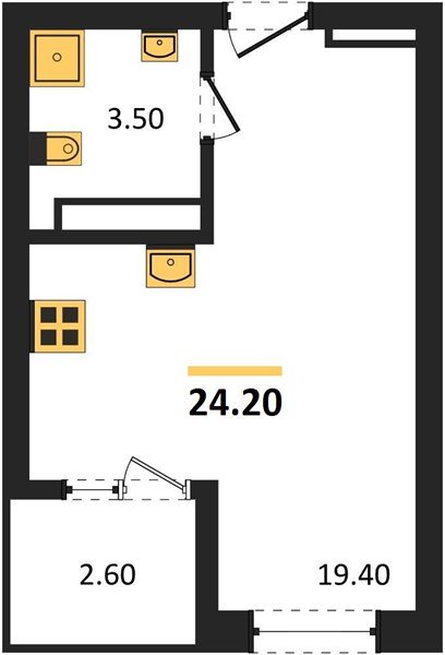 Фото №1: Студия 24 м² - Краснодар, мкр. Карасунский внутригородской округ, ул. Виктора Казанцева, 1.2лит2