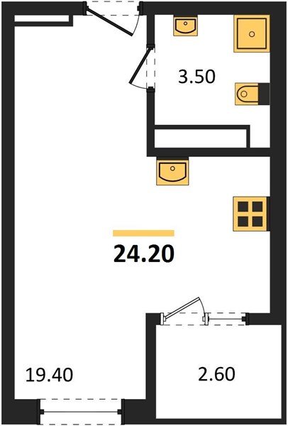 Фото №1: Студия 24 м² - Краснодар, мкр. Карасунский внутригородской округ, ул. Виктора Казанцева, 1.2лит2