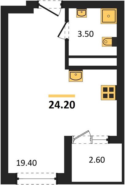 Фото №1: Студия 24 м² - Краснодар, мкр. Карасунский внутригородской округ, ул. Виктора Казанцева, 1.2лит2