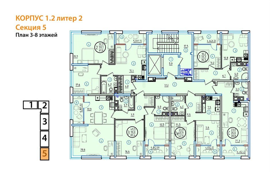 Фото №8: 2-комнатная квартира 83 м² - Краснодар, мкр. Карасунский внутригородской округ, ул. Виктора Казанцева, 1.2лит2