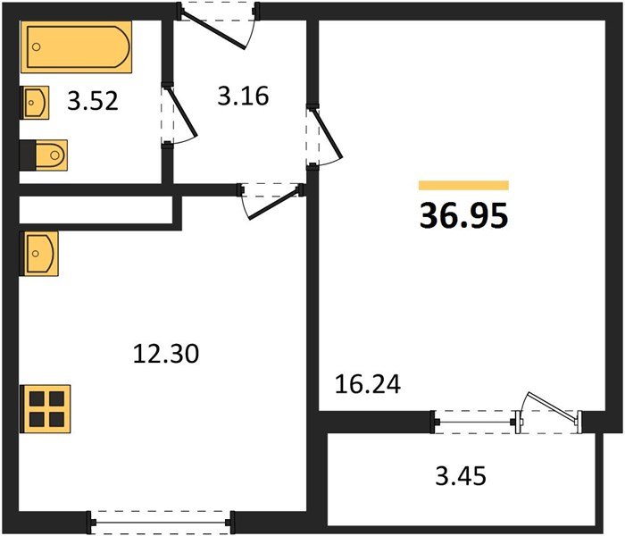 Фото №1: 1-комнатная квартира 36 м² - Яблоновский, жилой комплекс На Шоссейной, ул. Шоссейная, 72/3
