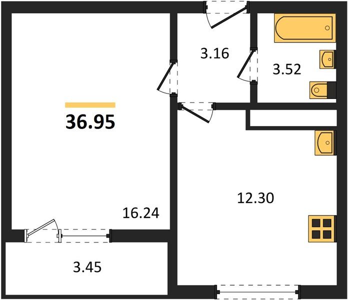 Фото №1: 1-комнатная квартира 36 м² - Яблоновский, жилой комплекс На Шоссейной, ул. Шоссейная, 72/3