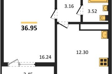 Фото №1: 1-комнатная квартира 36 м² - Яблоновский, мкр. жилой комплекс На Шоссейной, ул. Шоссейная, 72/3
