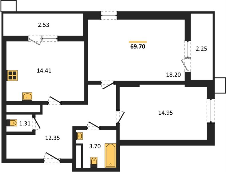 Фото №1: 2-комнатная квартира 69 м² - Знаменский, Родные Просторы, мкр. Карасунский внутригородской округ