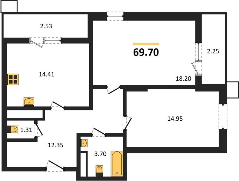 Фото №1: 2-комнатная квартира 69 м² - Знаменский, Родные Просторы, мкр. Карасунский внутригородской округ