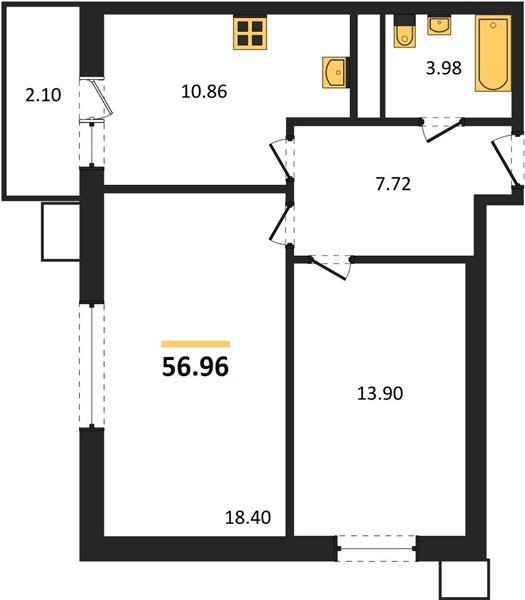 Фото №1: 2-комнатная квартира 56 м² - Знаменский, Родные Просторы, мкр. Карасунский внутригородской округ