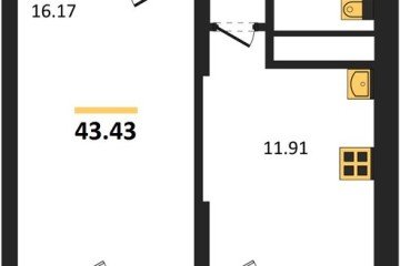 Фото №1: 1-комнатная квартира 43 м² - Знаменский, мкр. Карасунский внутригородской округ, 