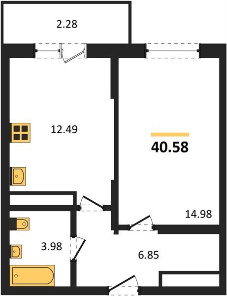 Фото №1: 1-комнатная квартира <span class="whitespace-nowrap">42 м²</span>, <span class="whitespace-nowrap">15/18 эт.</span> - Знаменский, Карасунский внутригородской округ, мкр. Родные Просторы