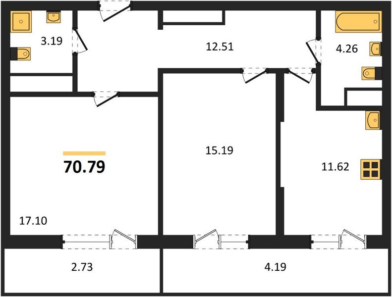 Фото №1: 2-комнатная квартира 70 м² - Знаменский, Родные Просторы, мкр. Карасунский внутригородской округ