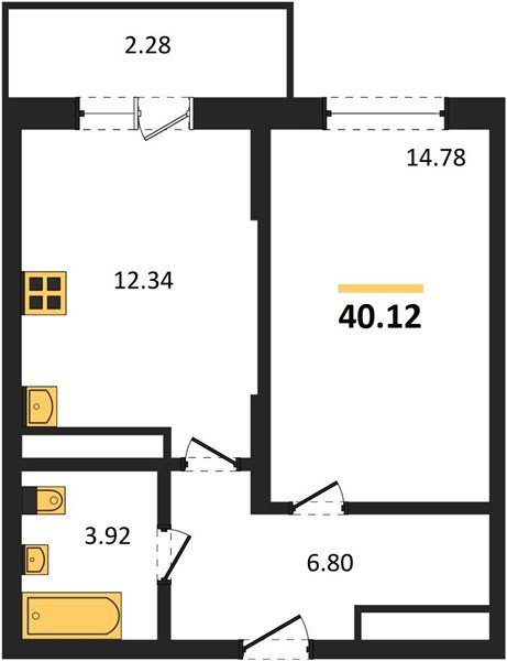 Фото №1: 1-комнатная квартира 40 м² - Знаменский, Карасунский внутригородской округ, мкр. Родные Просторы