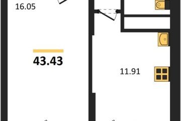 Фото №1: 1-комнатная квартира 43 м² - Знаменский, мкр. Родные Просторы, 