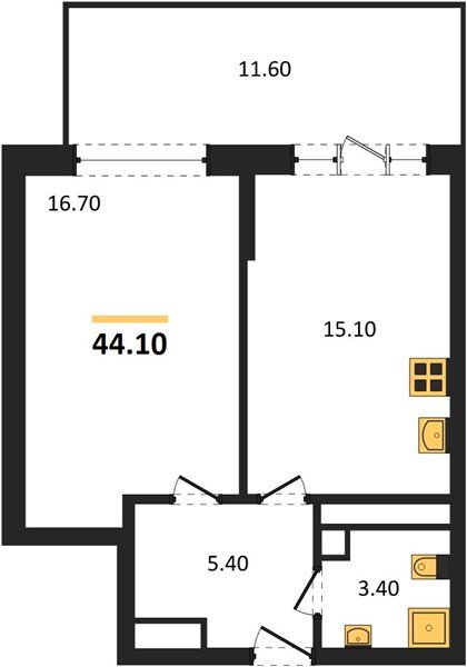 Фото №1: 1-комнатная квартира 44 м² - Гулькевичи, 