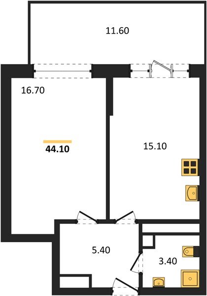 Фото №1: 1-комнатная квартира 44 м² - Гулькевичи, 