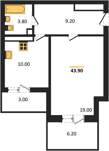 Фото №1: 1-комнатная квартира 43 м² - Гулькевичи, 