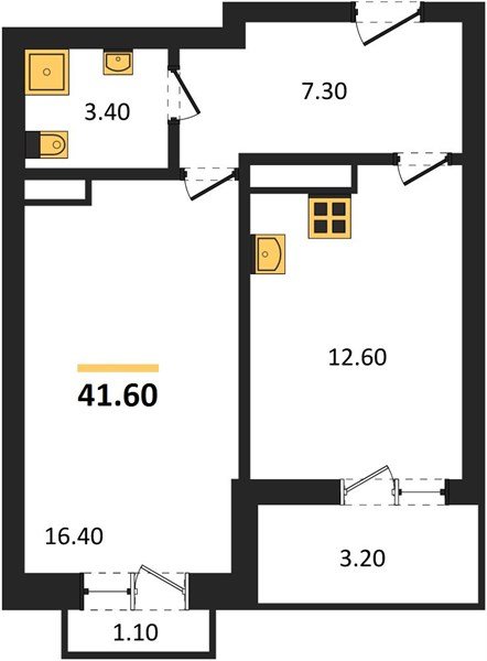 Фото №1: 1-комнатная квартира 41 м² - Гулькевичи, 