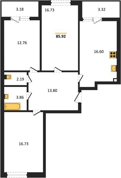 Фото №1: 3-комнатная квартира 85 м² - Краснодар, Достояние, 