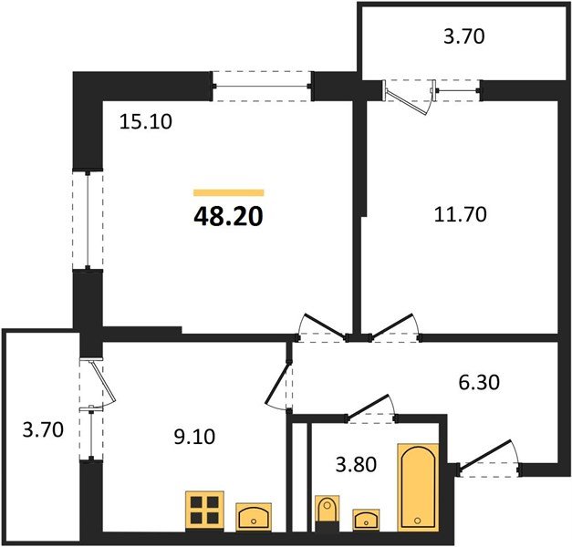 Фото №1: 2-комнатная квартира 48 м² - Краснодар, жилой комплекс Лето, ул. Западный Обход, 50