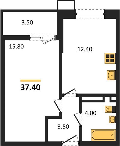 Фото №1: 1-комнатная квартира 37 м² - Майкоп
