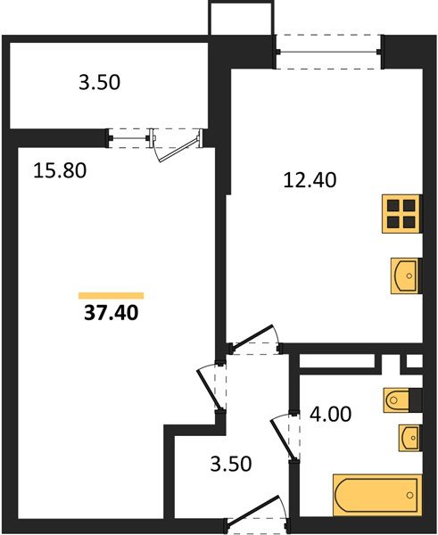 Фото №1: 1-комнатная квартира 37 м² - Майкоп