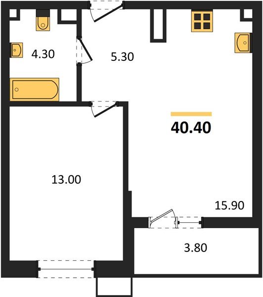 Фото №1: 1-комнатная квартира 40 м² - Майкоп