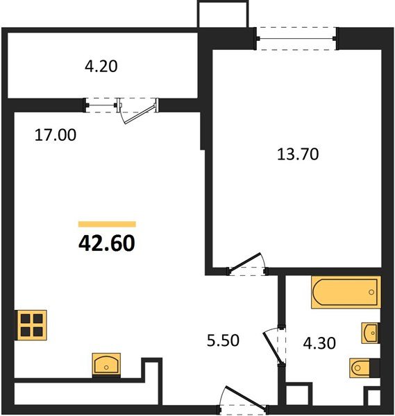Фото №1: 1-комнатная квартира 42 м² - Майкоп