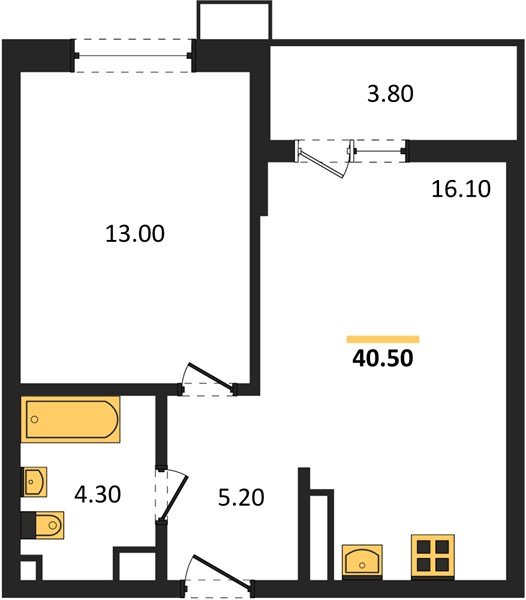 Фото №1: 1-комнатная квартира 40 м² - Майкоп