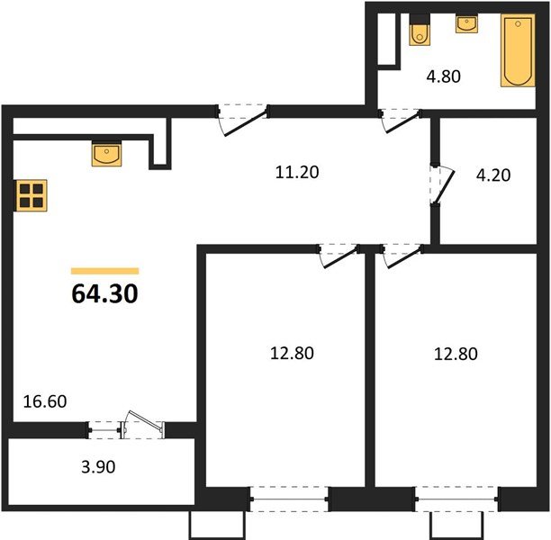 Фото №1: 2-комнатная квартира 64 м² - Майкоп