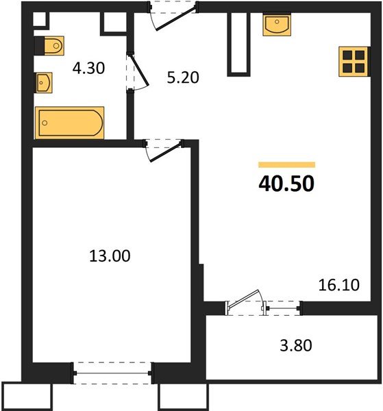 Фото №1: 1-комнатная квартира 40 м² - Майкоп