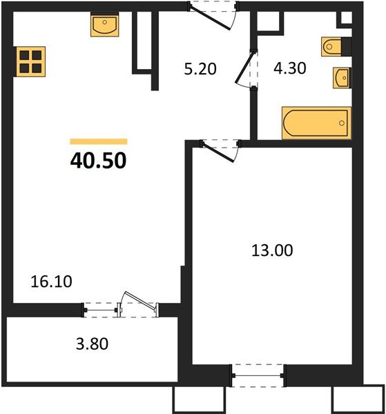 Фото №1: 1-комнатная квартира 40 м² - Майкоп
