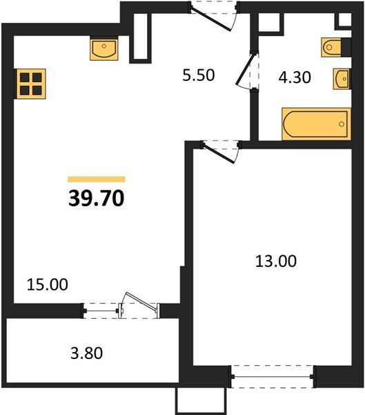 Фото №1: 1-комнатная квартира 39 м² - Майкоп