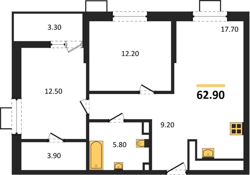 Фото №1: 2-комнатная квартира 62 м² - Майкоп