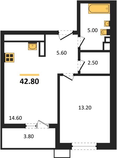 Фото №1: 1-комнатная квартира 42 м² - Майкоп