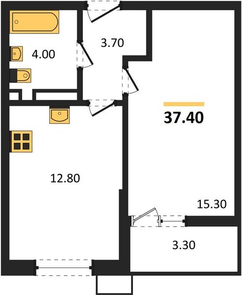 Фото №1: 1-комнатная квартира 37 м² - Майкоп