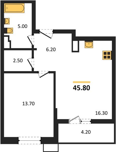 Фото №1: 1-комнатная квартира 45 м² - Майкоп