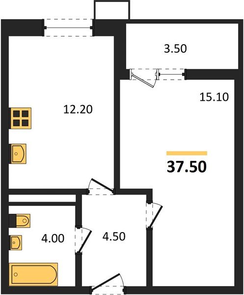 Фото №1: 1-комнатная квартира 37 м² - Майкоп