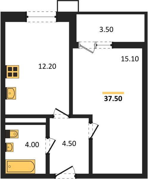 Фото №1: 1-комнатная квартира 37 м² - Майкоп