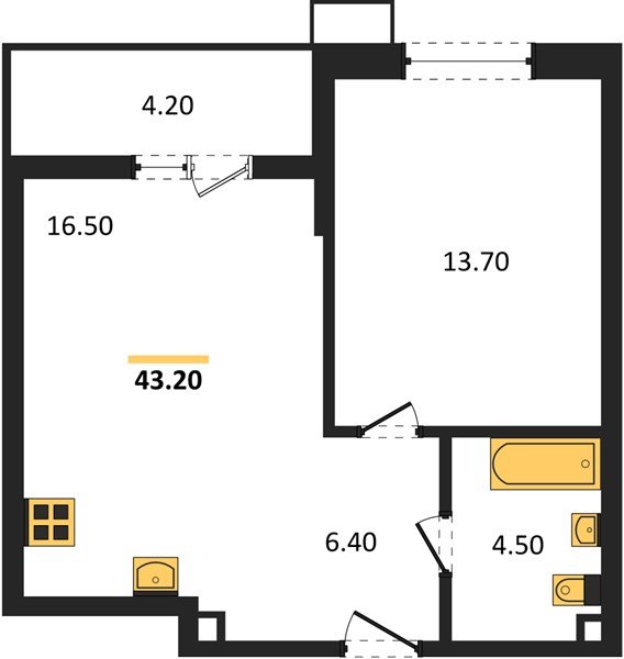 Фото №1: 1-комнатная квартира 43 м² - Майкоп
