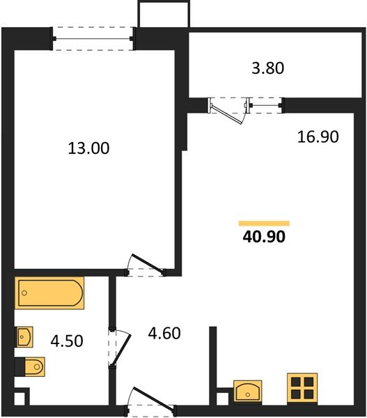 Фото №1: 1-комнатная квартира 40 м² - Майкоп