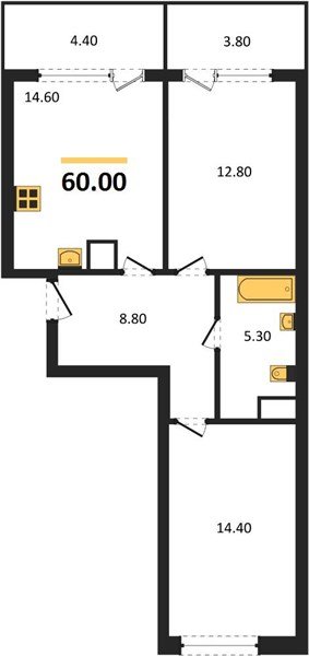 Фото №1: 2-комнатная квартира 60 м² - Краснодар, мкр. Карасунский внутригородской округ