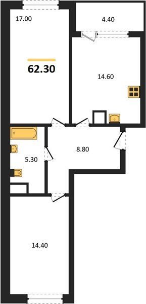 Фото №1: 2-комнатная квартира 62 м² - Краснодар, мкр. Карасунский внутригородской округ