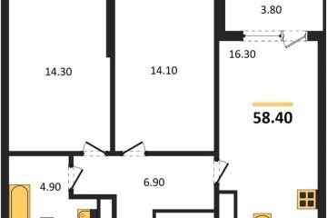 Фото №1: 2-комнатная квартира 58 м² - Краснодар, мкр. Карасунский внутригородской округ, 