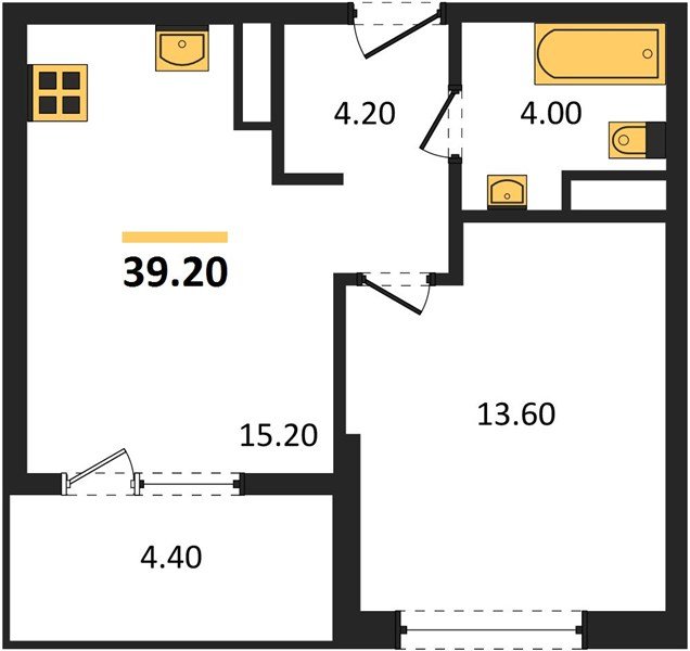 Фото №1: 1-комнатная квартира 39 м² - Краснодар, мкр. Карасунский внутригородской округ