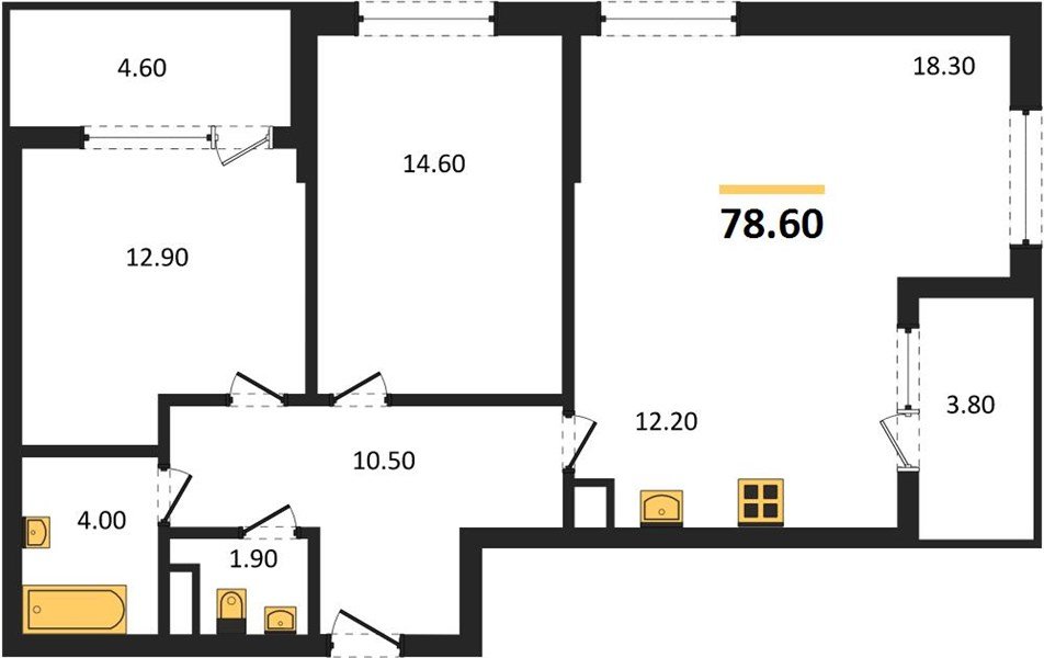 Фото №1: 2-комнатная квартира 78 м² - Краснодар, мкр. Карасунский внутригородской округ