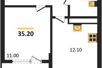 Фото №1: 1-комнатная квартира 35 м² - Краснодар, мкр. Карасунский внутригородской округ, 