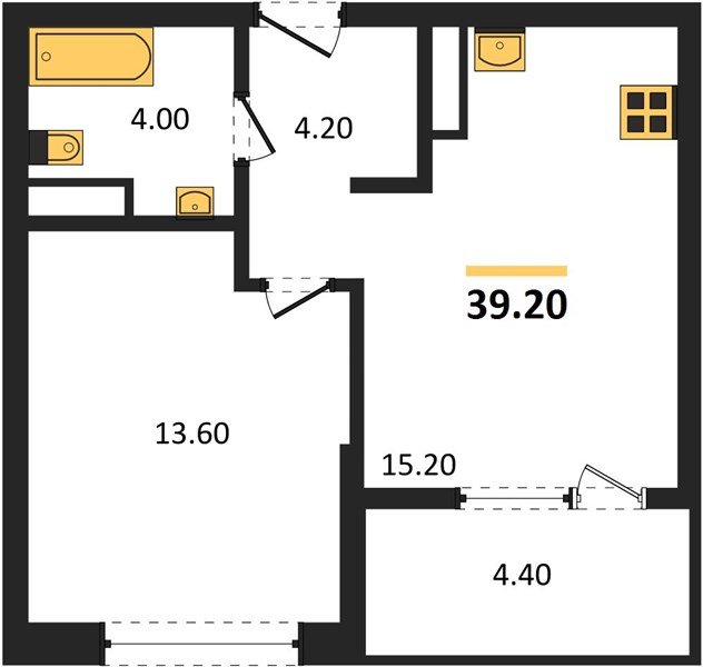 Фото №1: 1-комнатная квартира 39 м² - Краснодар, мкр. Карасунский внутригородской округ
