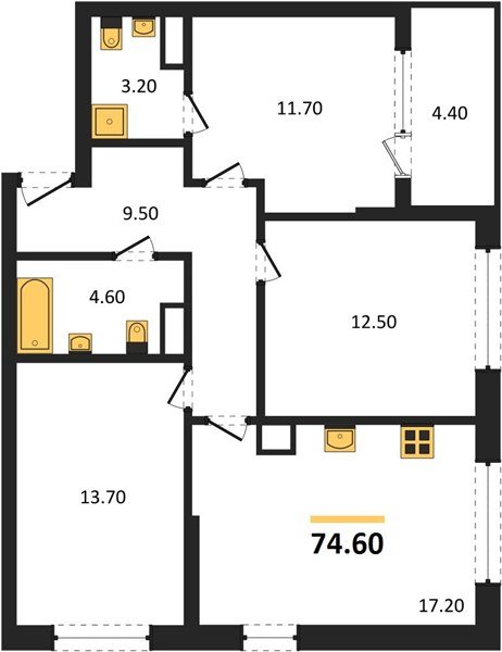 Фото №1: 3-комнатная квартира 74 м² - Краснодар, мкр. Карасунский внутригородской округ