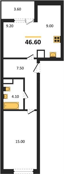 Фото №1: 1-комнатная квартира 46 м² - Краснодар, мкр. Карасунский внутригородской округ