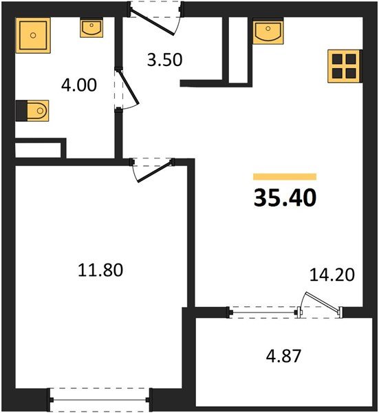 Фото №1: 1-комнатная квартира 35 м² - Краснодар, мкр. Карасунский внутригородской округ