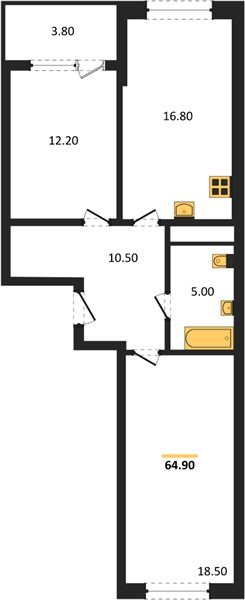 Фото №1: 2-комнатная квартира 64 м² - Краснодар, мкр. Карасунский внутригородской округ